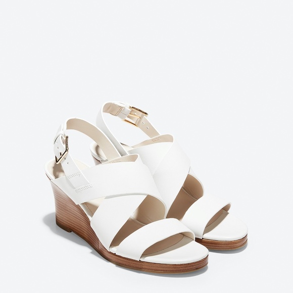 Cole Haan Shoes - BNWT Cole Haan Penelope White Leather Wedge Sandal